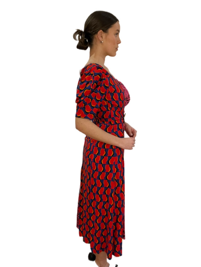 Marni Red / Pink Dual Print Short Sleeve Dress. Size: 36