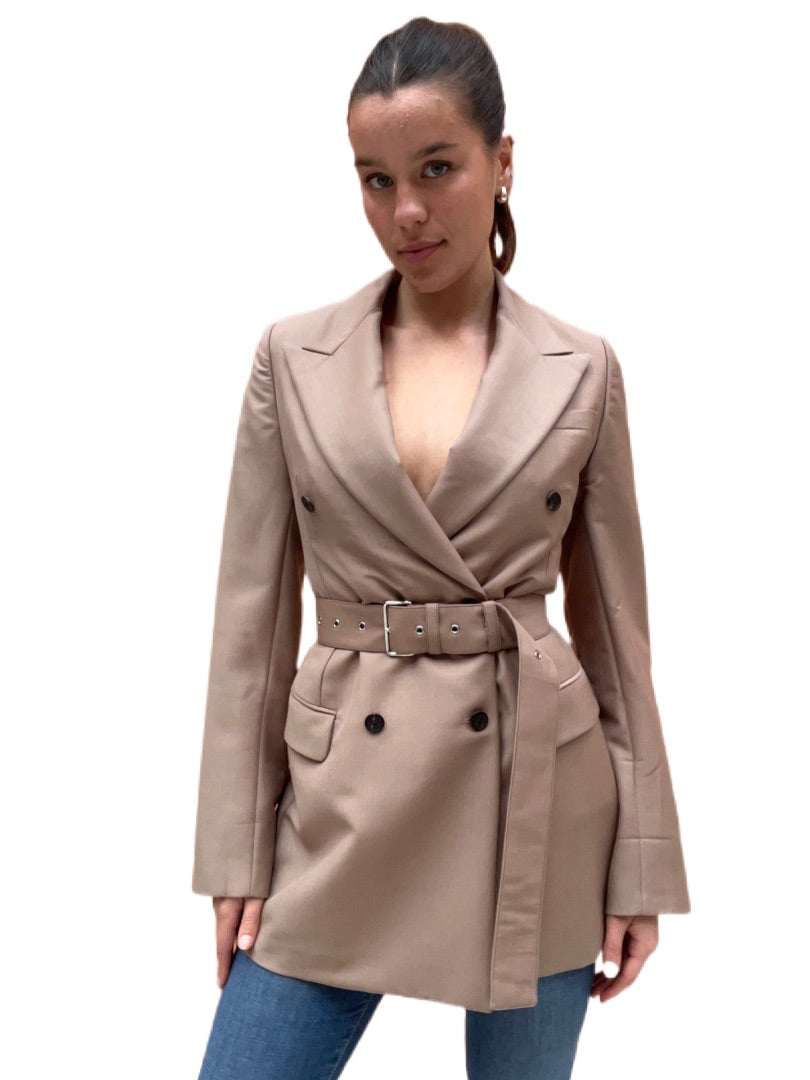Prada Taupe Blazer W Belt. Size: 38