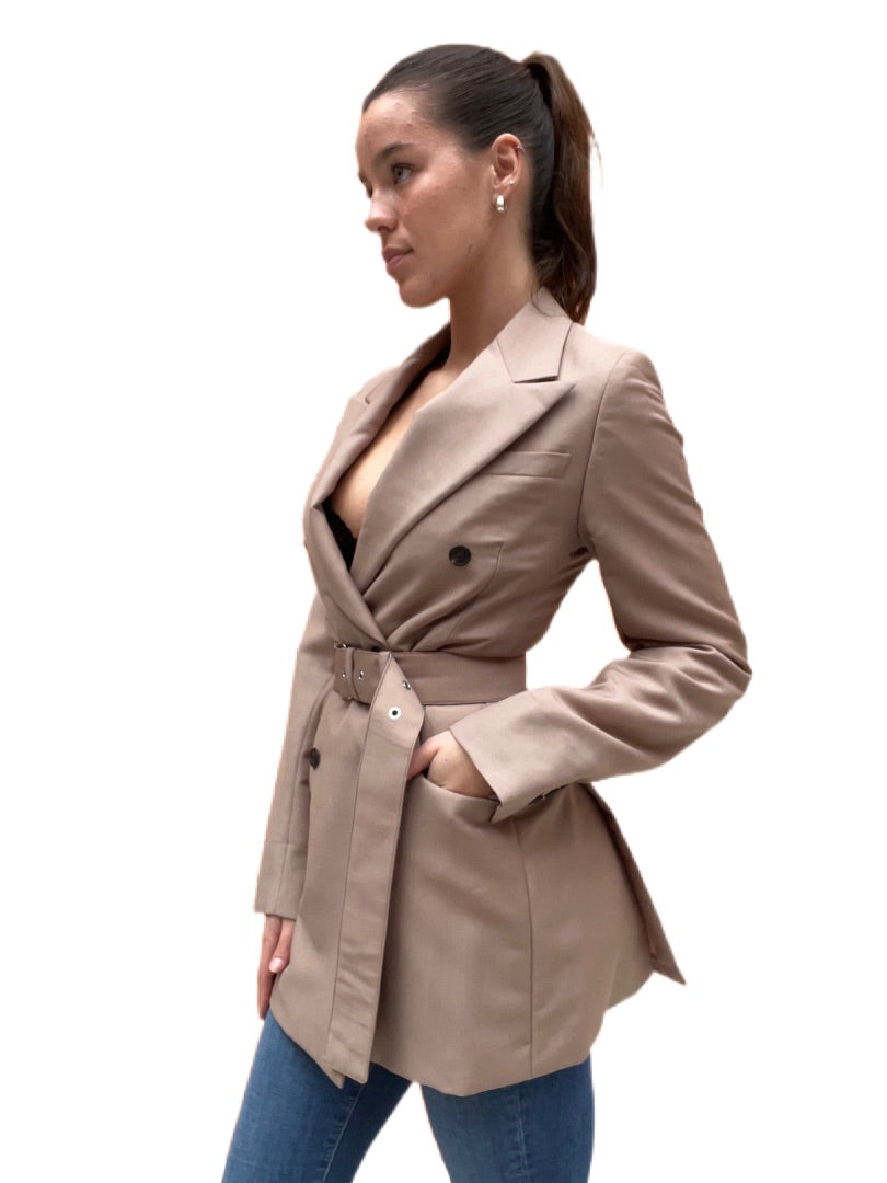 Prada Taupe Blazer W Belt. Size: 38