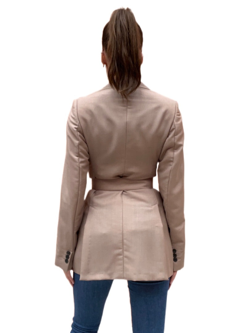 Prada Taupe Blazer W Belt. Size: 38