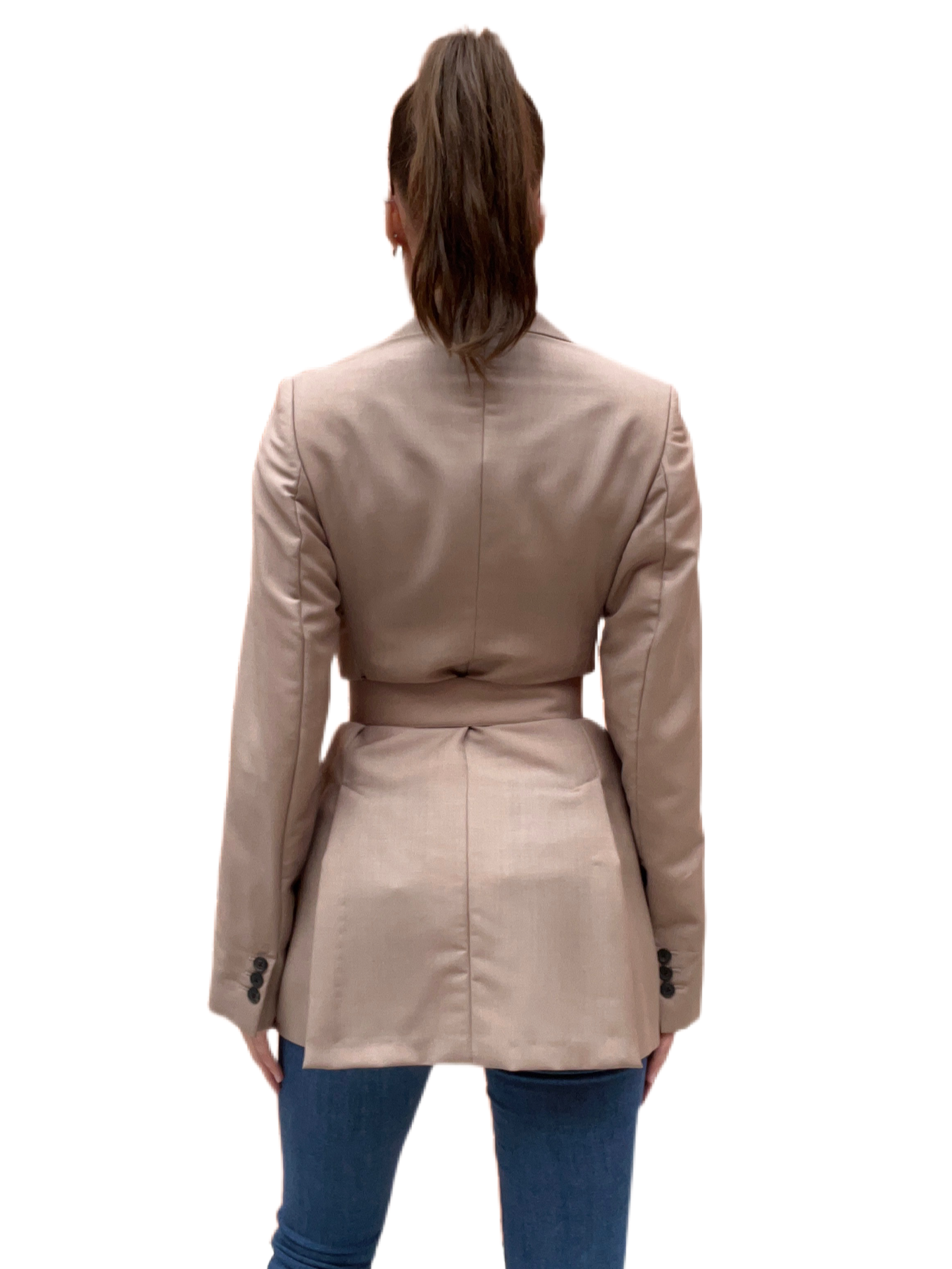 Prada Taupe Blazer W Belt. Size: 38