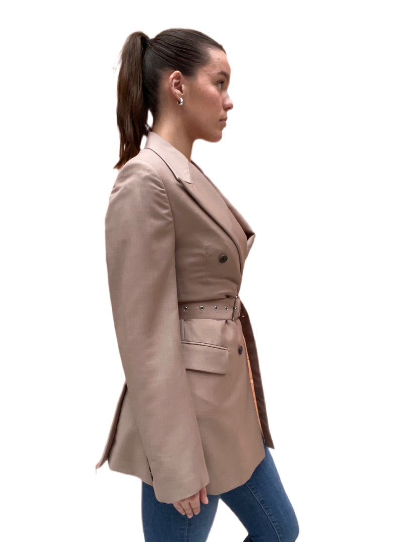 Prada Taupe Blazer W Belt. Size: 38