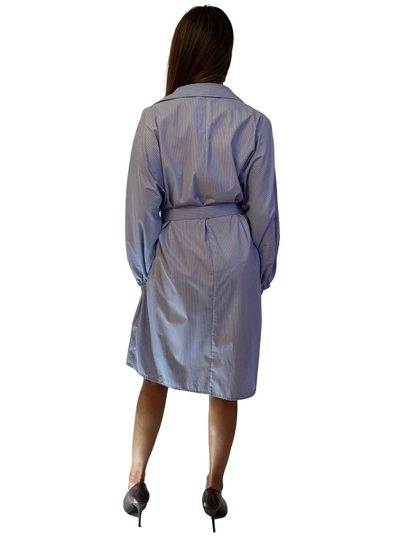 Essential Antwerp Blue Belted Cotton Embellished Shirt Dress. Size: XS