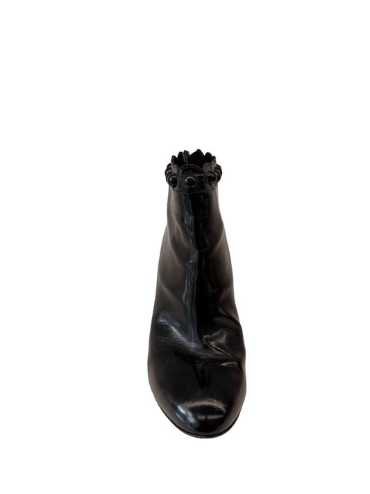 Moschino Black Enamel Studded Leather Ankle Boot. Size: 40