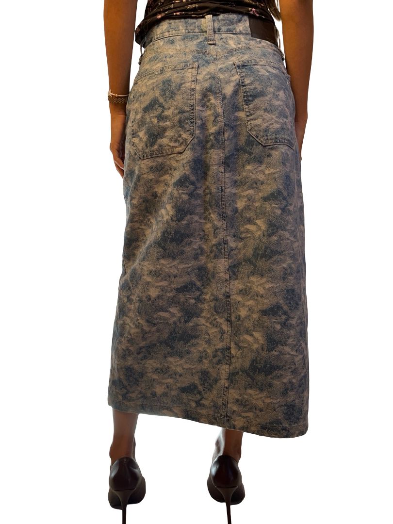 Rag & Bone Blue Camo Front Split Denim Skirt. Size: 28
