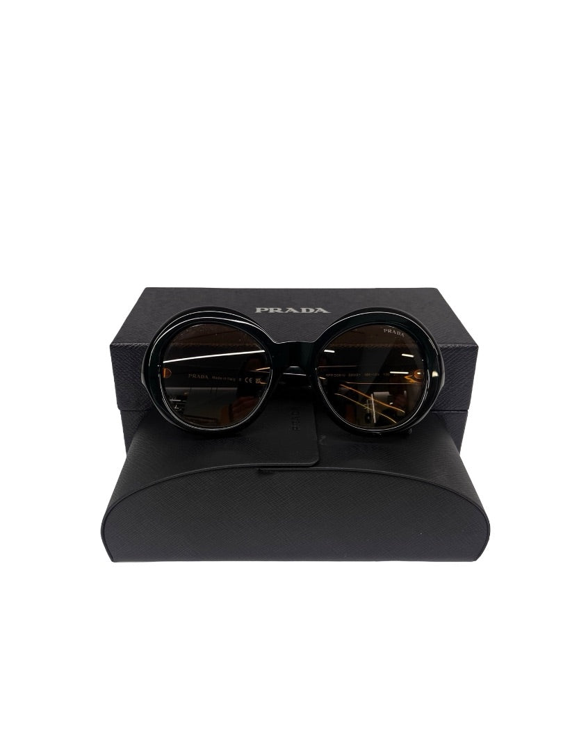 Prada Black Round 'D08SU' Orange Gradient Sunglasses.