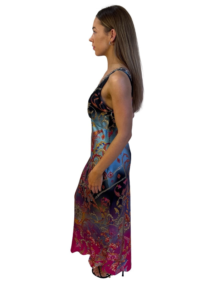Camilla Blue / Multi-Colour What Lies Beneath V Neck Slip Dress. Size: S