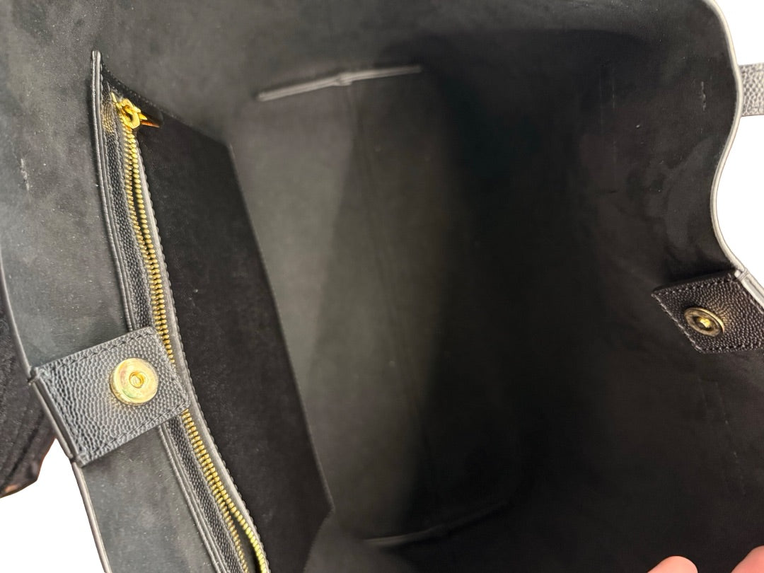 Tom Ford Black Textured Leather 'T' Tote Bag.
