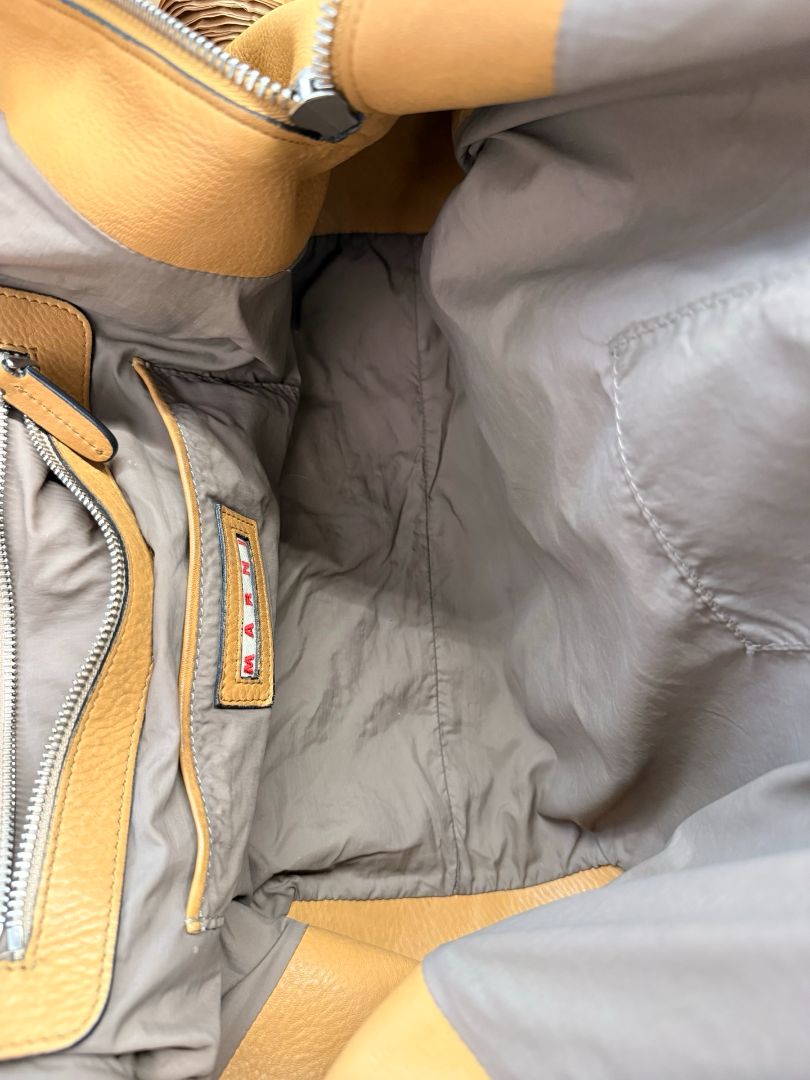 Marni Camel Leather Hobo Tote Bag.