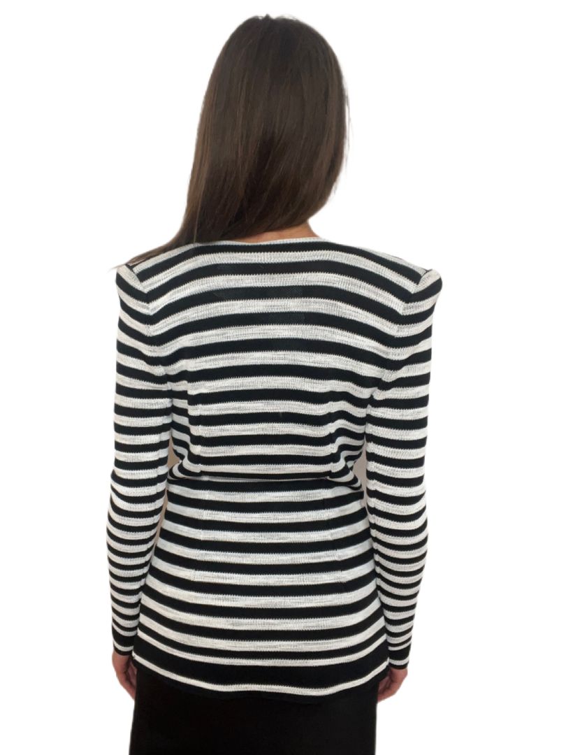 Balmain Black & White Striped Jacket. Size: 38