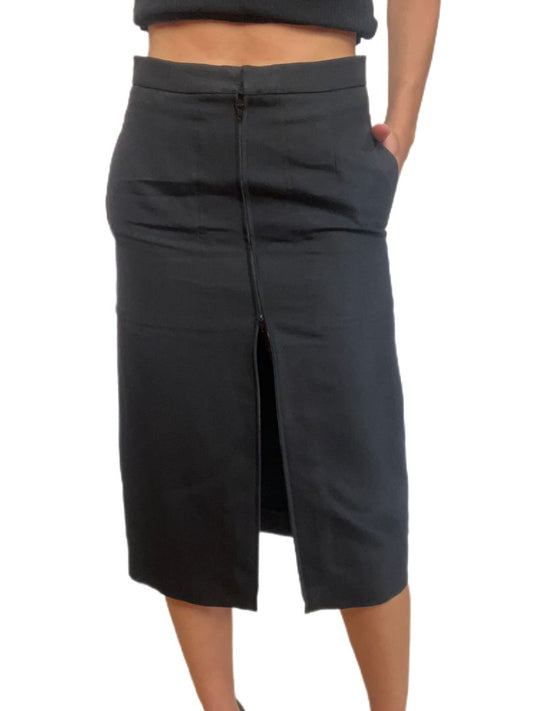 Scanlan Theodore Black Pencil Skirt W Zip Up Front. Size: 8