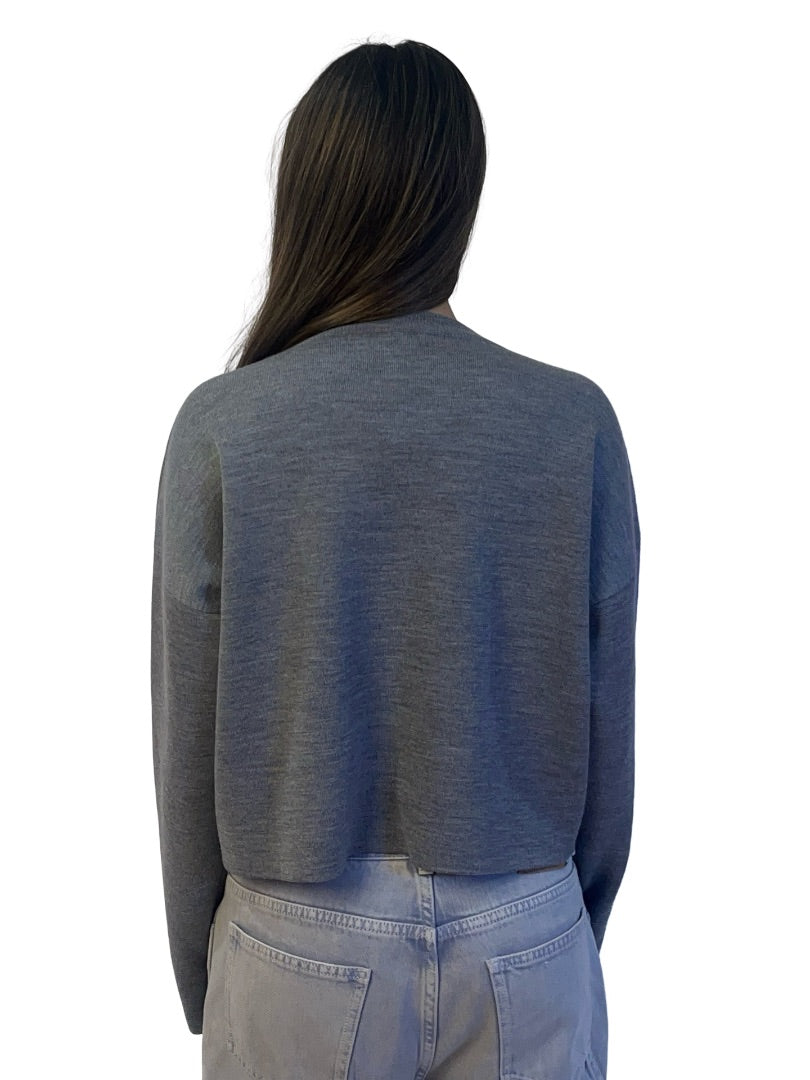 Loewe Grey Cropped Wool Anagram Sweater. Size: S