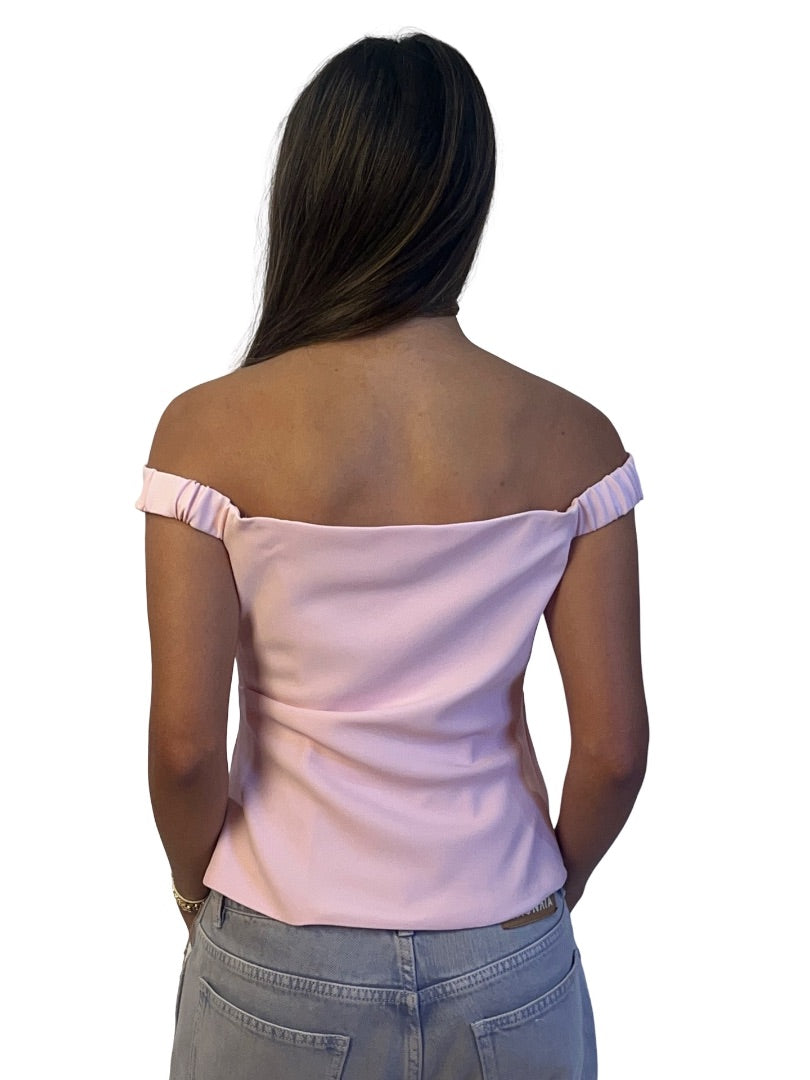 The Sei Pink Off Shoulder Asymmetric Top. Size: 4
