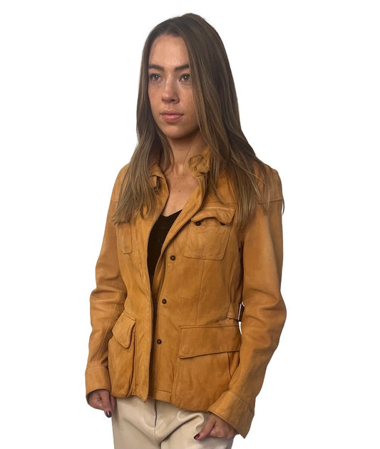 Banana Republic Camel Leather Jacket. Size: S