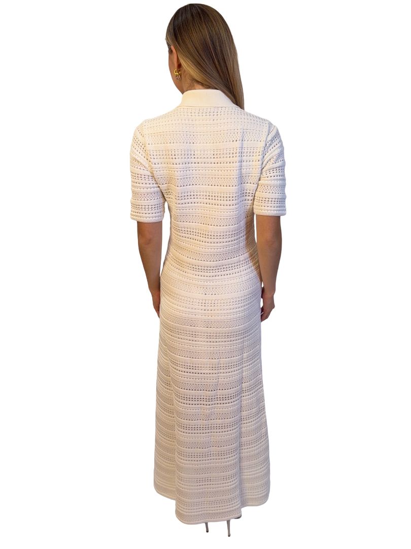 Rebecca Vallance White 'Magnolia' Knit Polo Midi Dress. Size: L