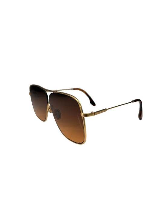 Victoria Beckham Gold/Gradient Brown Oversized Glasses.