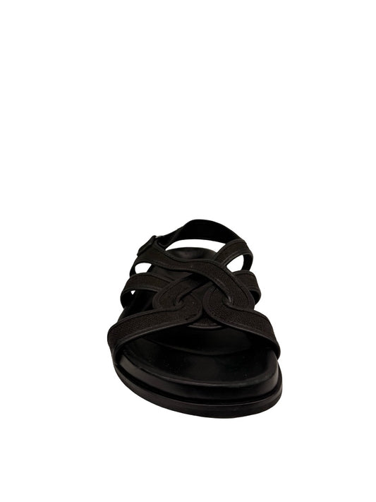 Toteme Black Leather Trimmed Interlocking Sandals. Size: 38