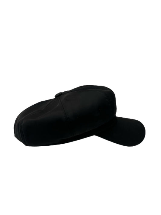 Prada Black Re-Nylon Triangle Logo Newsboy Cap. Size: Medium
