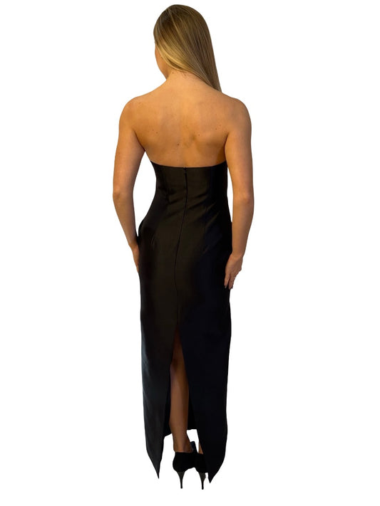 Huong Black Strapless 'Lynette' Taffetta Dress. Size: M
