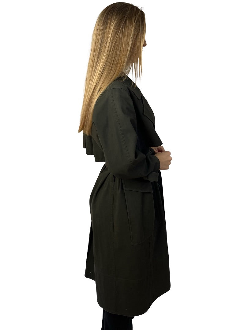 Jac+Jack Dark Green Organic Cotton Trench Coat. Size: 6