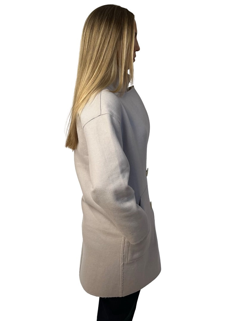 Lorena Antoniazzi Grey Reversible Wool Coat. Size: 40