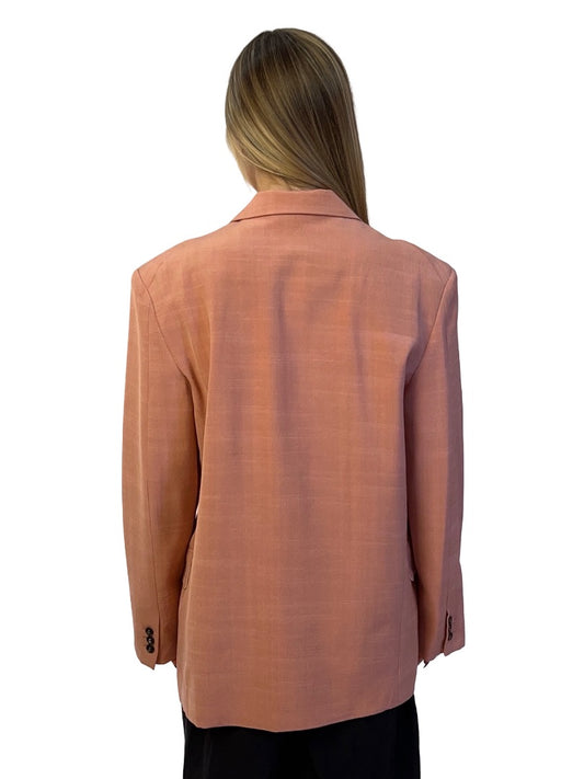 Bassike Pink Oversized Single Breasted Textured Blazer. Size: XXS