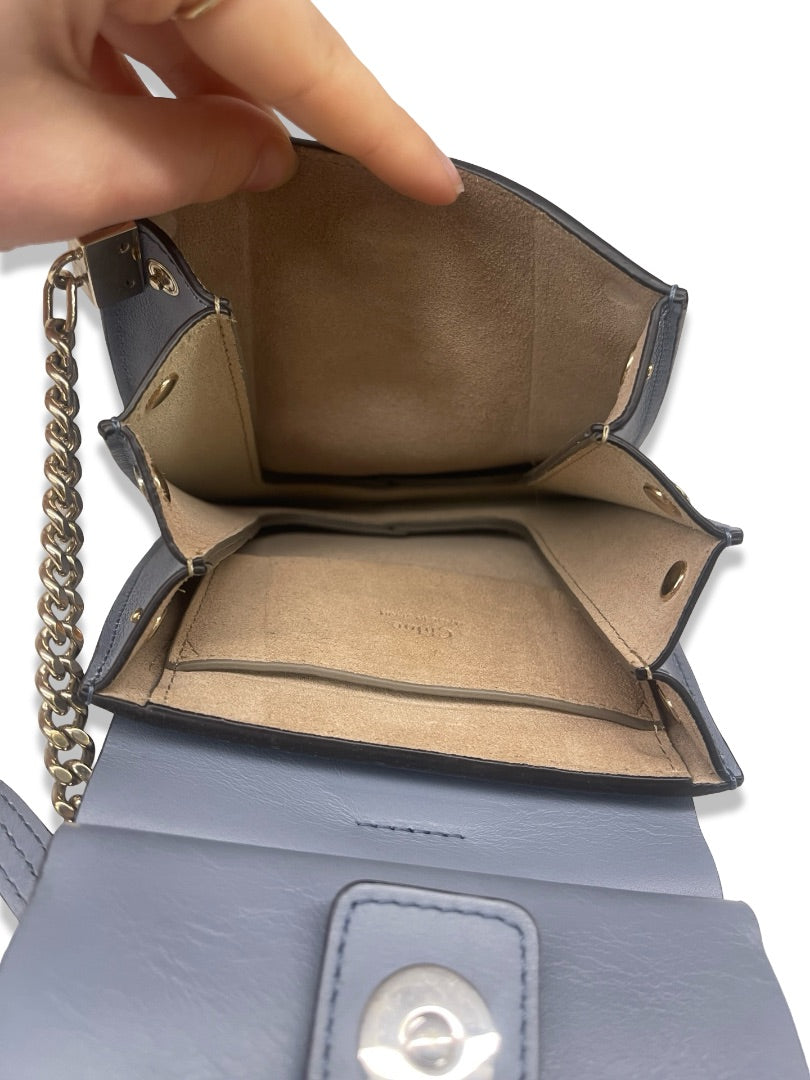 Chloe Blue / Grey Faye Bracelet Mini Crossbody Bag.
