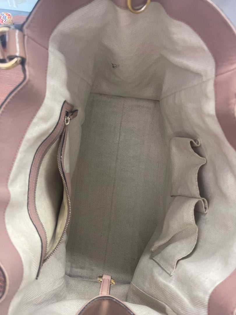 Gucci Nude Patent Leather Soho Tote Bag.