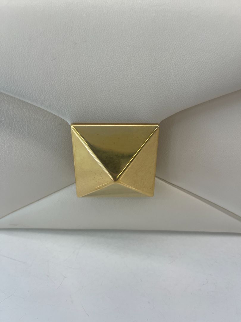 Valentino Garavani Cream/Gold One Stud Small Leather Shoulder Bag.