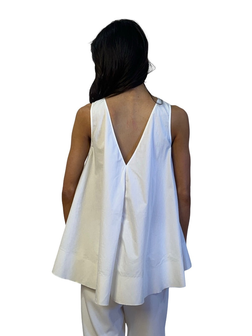 Scanlan Theodore White A Line Sleeveless Cotton Blouse. Size: M/L