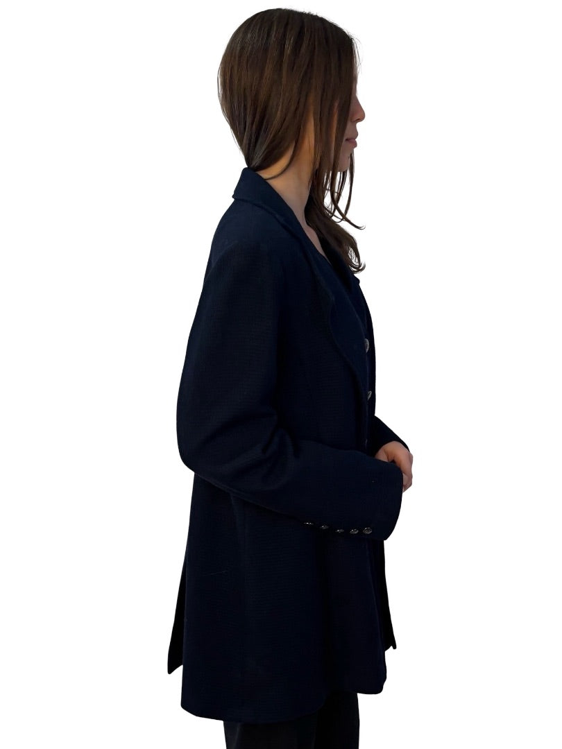 Chanel Navy Knit Coat. Size: 50