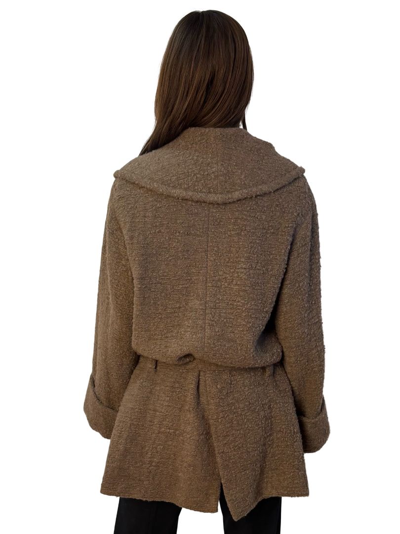 Giorgio Armani Brown Cashmere/Wool Belted Midi Coat. Size: 40