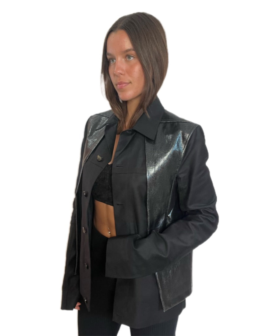 Rick Owens Black Narrow Trench Jacket. Size: 48