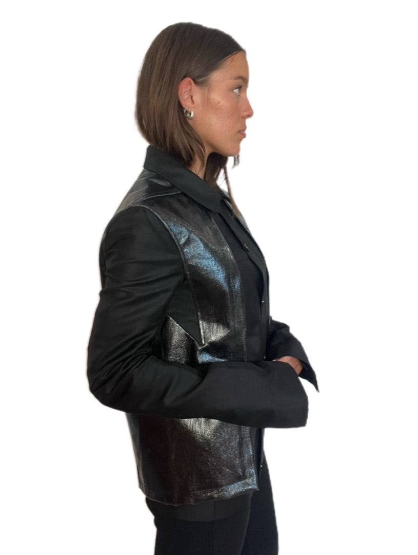 Rick Owens Black Narrow Trench Jacket. Size: 48