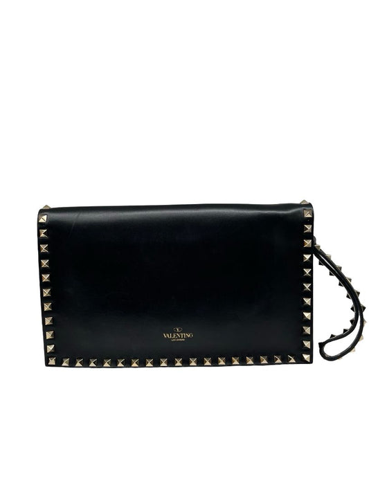 Valentino Garavani Black Rockstud Large Clutch.