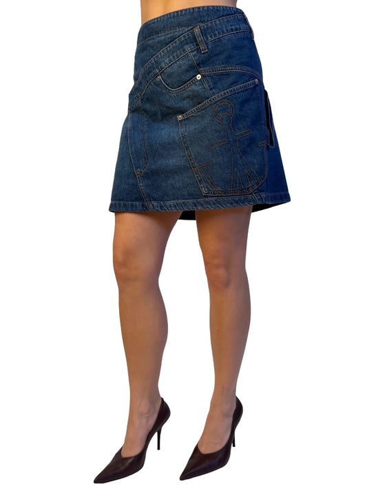 JW Anderson Blue wash Twisted Denim Mini Skirt. Size: 12