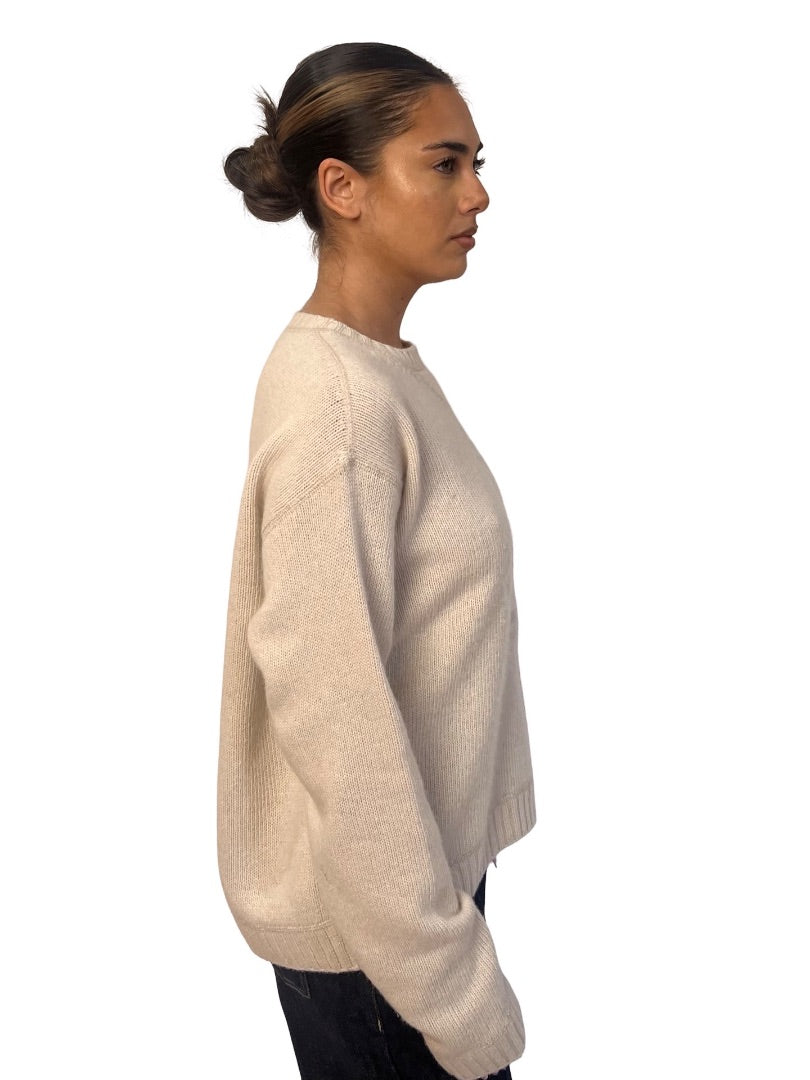 Moncler Cream Wool Logo Patch Sweater. Size: S
