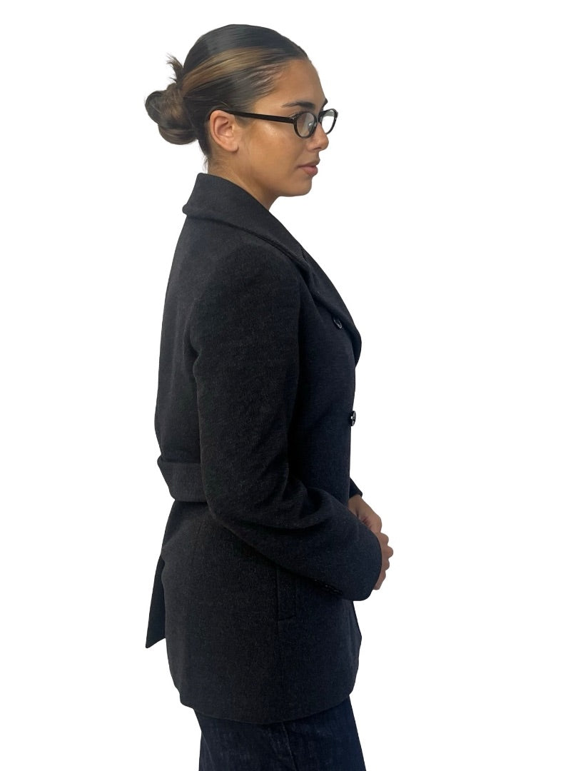 MaxMara Grey Wool Double Breasted Pea Coat. Size: 34