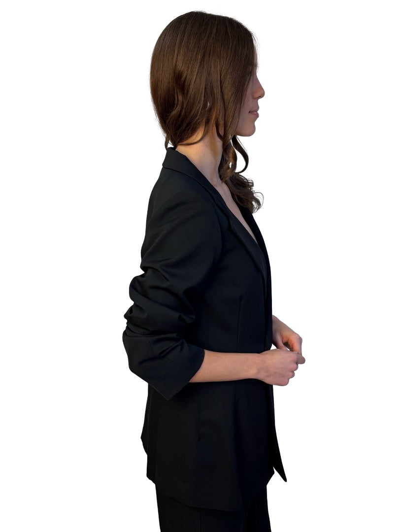 Y's Yohji Yamamoto Black Asymmetric Wool Blazer. Size: 5