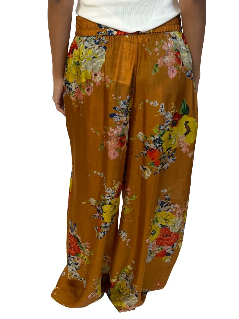 Zimmermann Orange Floral Silk Pants. Size: 1
