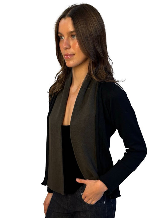 Giorgio Armani Black / Brown Cashmere Dual Tone Cardigan. Size: 42