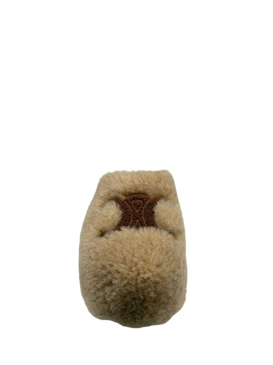 Celine Cream Spring 2023 Shearling Mule. Size: 36