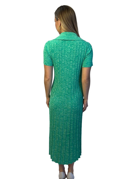 Scanlan Theodore Green 'Pleated Rib Placket' Dress. Size: M