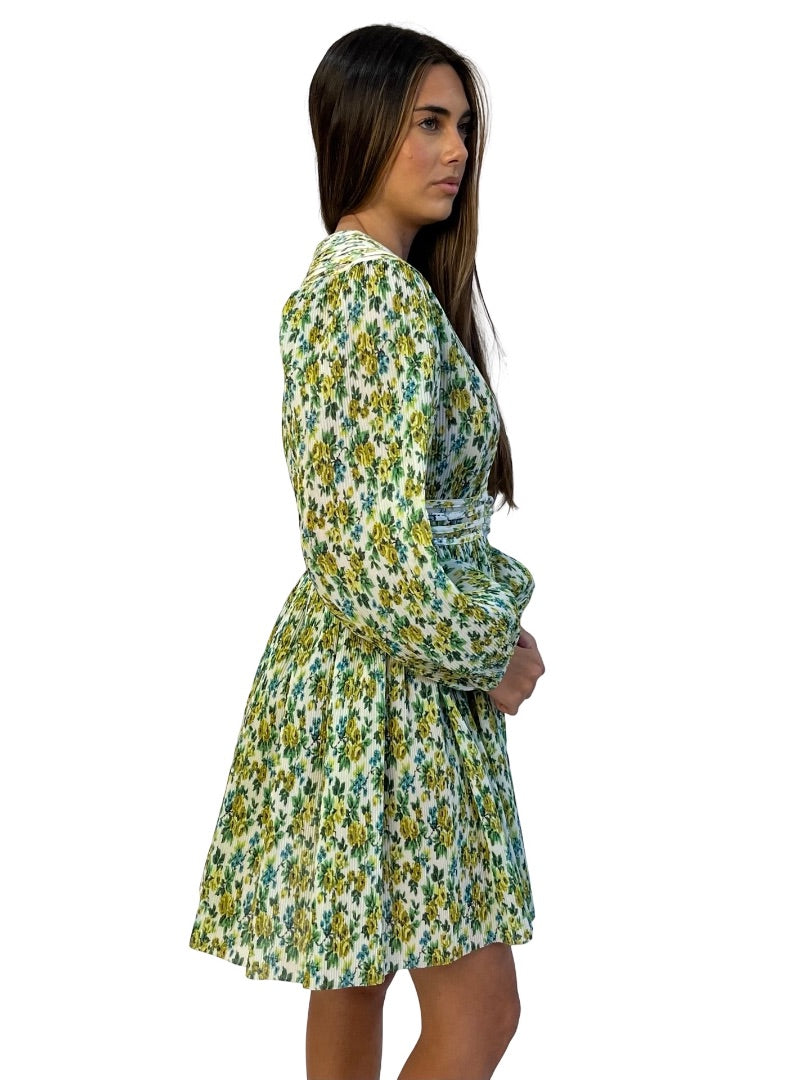 Zimmermann Green Floral Pleated Mini Dress. Size: 1