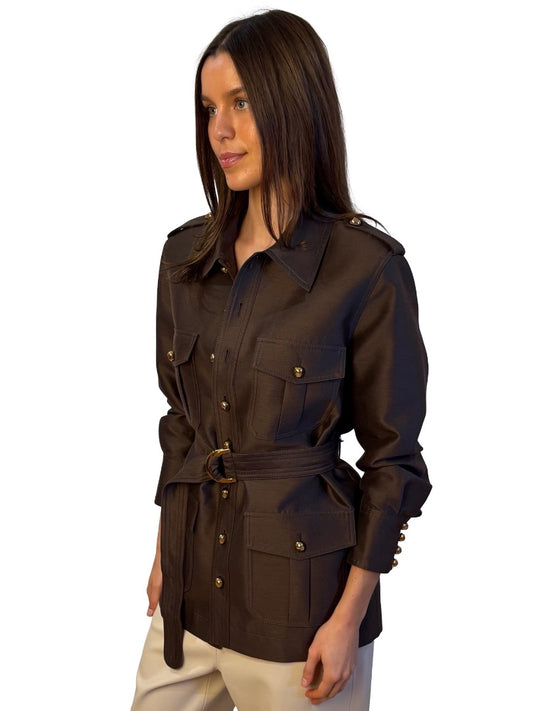 Zimmermann Brown Wool/Silk Utility Jacket. Size: 2