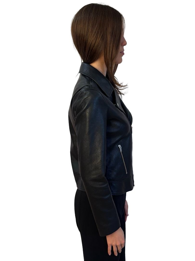 Ena Pelly Black Leather Jacket. Size: 8