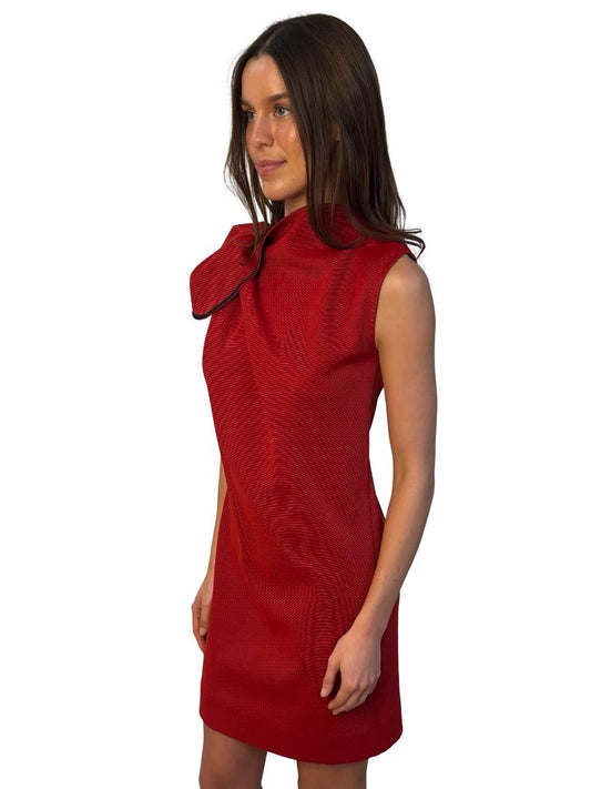 Maticevski Red One Shoulder 'Rosie' Rib Dress. Size: 10
