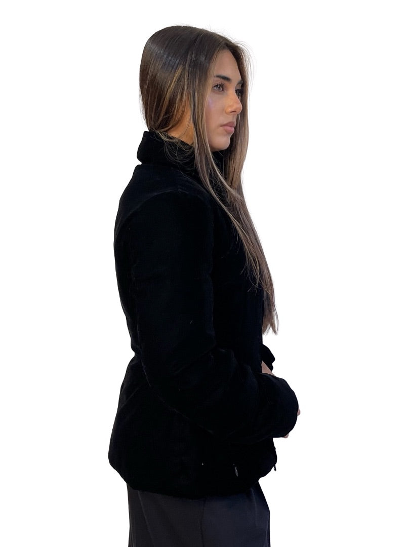 Emporio Armani Black Velvet Zip Up Jacket. Size: 42