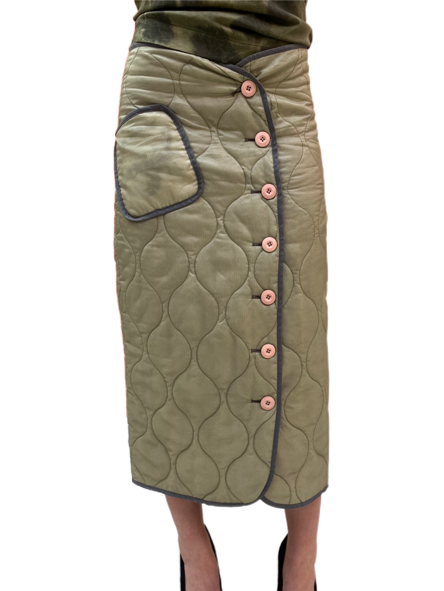Green clearance quilted skirt