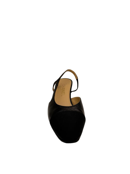 Chanel Black Block Heel CC Slingbacks. Size: 38